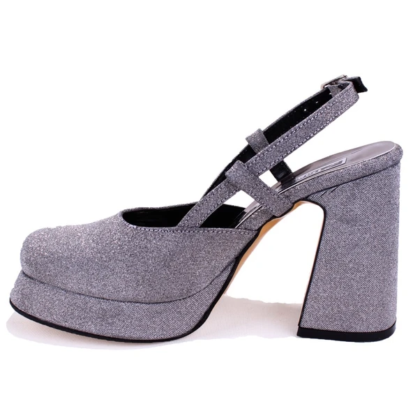 Dagoster DZA07-337560 Platin Simli Platform Topuklu Kadın Ayakkabı - 3