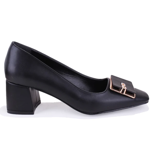 Dagoster DZA07-1219606 Siyah Kalın Topuklu Klasik Kadın Ayakkabı - 2