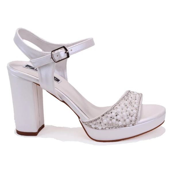 Dagoster DZA07-337140 Sedef Boncuklu Platform Topuklu Kadın Ayakkabı - 2