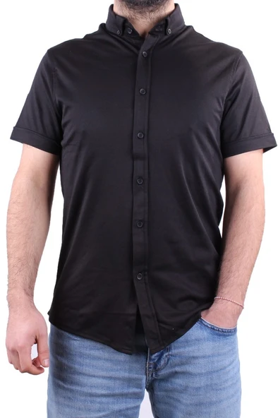 Twister 1853 Siyah Kısa Kol Günlük Pamuklu Erkek Gömlek - 2