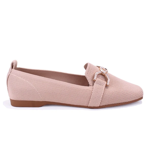 Dagoster DZA07-1095213 Bej Triko Günlük Babet Kadın Ayakkabı - 2