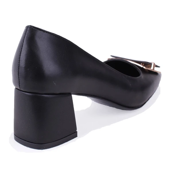 Dagoster DZA07-1219606 Siyah Kalın Topuklu Klasik Kadın Ayakkabı - 4