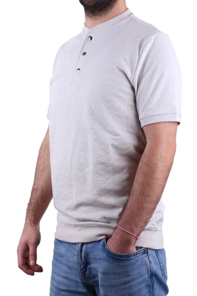 Dagoster DMG23-211240 Gri Günlük Hakim Yaka Erkek Tişört - 3