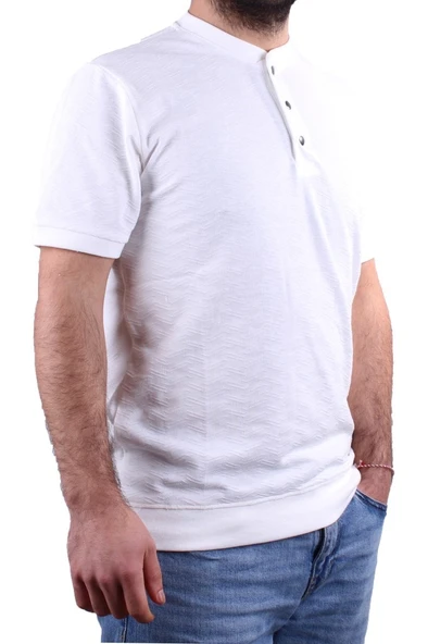 Dagoster DMG23-211240 Beyaz Günlük Hakim Yaka Erkek Tişört