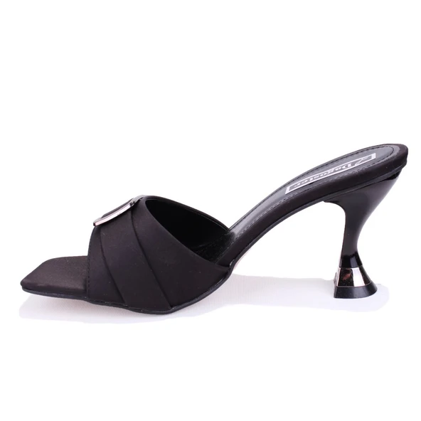 Dagoster DZA07-1136804 Siyah Saten Klasik Topuklu Kadın Terlik - 3