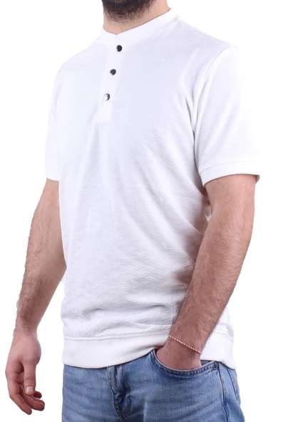 Dagoster DMG23-211240 Beyaz Günlük Hakim Yaka Erkek Tişört - 3