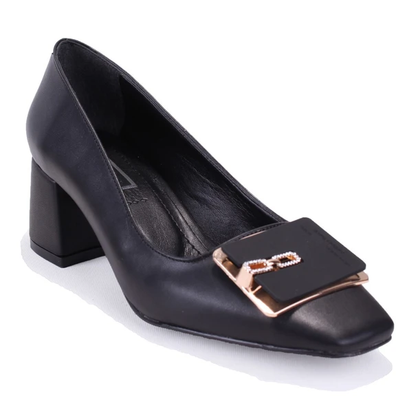 Dagoster DZA07-1219606 Siyah Kalın Topuklu Klasik Kadın Ayakkabı
