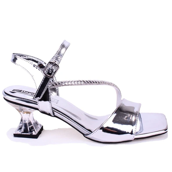 Dagoster DZA07-1284051 Gümüş Ayna İnce Topuklu Abiye Kadın Ayakkabı - 2