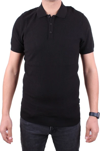 Dagoster DMG23-511231 Siyah Günlük Polo Yaka Erkek Tişört - 2