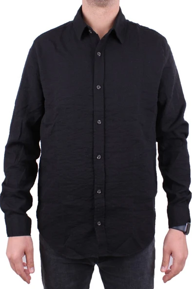 Dagoster DMG23-129627 Siyah  Günlük Normal Kalıp Uzun Kol Erkek Gömlek - 2