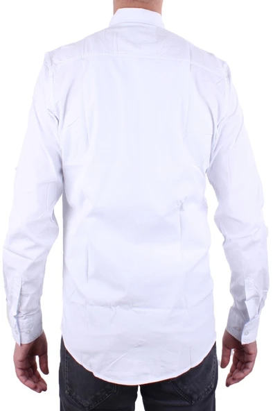 Dagoster DMG23-118783 Beyaz Poplin Günlük Normal Kalıp Uzun Kol Erkek Gömlek - 4