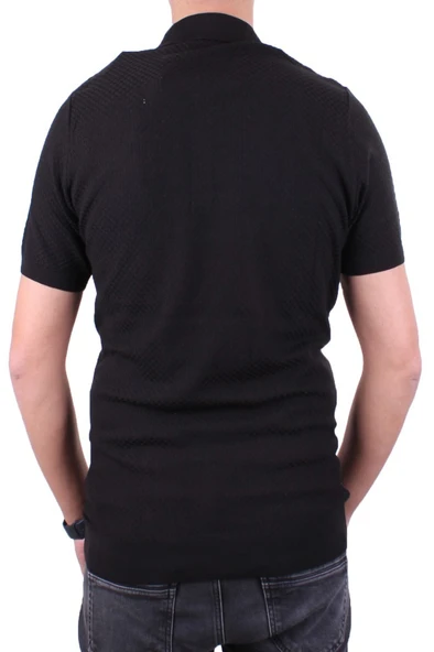 Dagoster DMG23-511231 Siyah Günlük Polo Yaka Erkek Tişört - 4