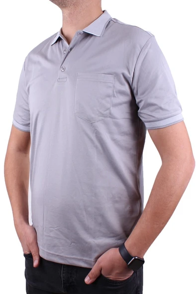 Twister 2304 Gri Günlük Kısa Kol Normal Kesim Pamuklu Polo Yaka Erkek Tişört - 3