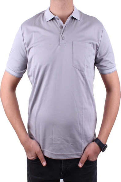 Twister 2304 Gri Günlük Kısa Kol Normal Kesim Pamuklu Polo Yaka Erkek Tişört - 2