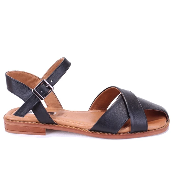 Dagoster DZA07-60216243 Siyah Günlük Ortopedik Deri Spor Kadın sandalet - 2