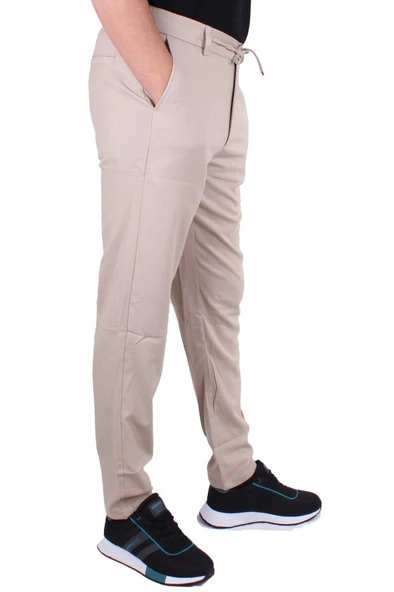 Dagoster DMG23-619712 Bej Normal Bel Düz Paça Jogger Erkek Pantolon