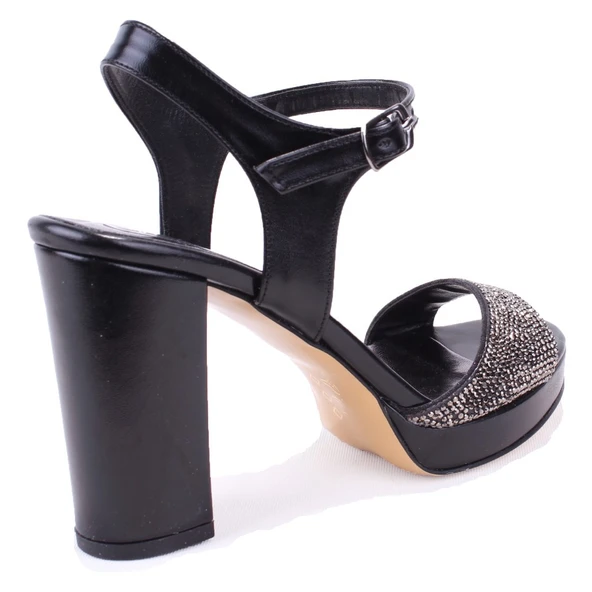 Dagoster DZA07-337140 Siyah Boncuklu  Platform Topuklu Kadın Ayakkabı - 4
