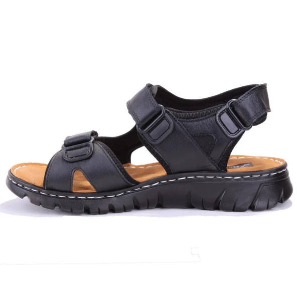 Dagoster DMA77-051  Siyah Ortopedik Günlük Erkek Deri Sandalet - 3