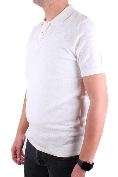 Dagoster DMG23-511231 Ekru Günlük Polo Yaka Erkek Tişört - 3