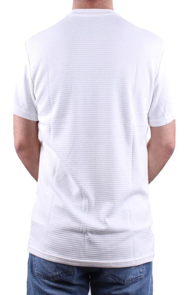 Dagoster DMG23-211520 Beyaz Günlük Bisiklet Yaka Erkek Tişört - 4