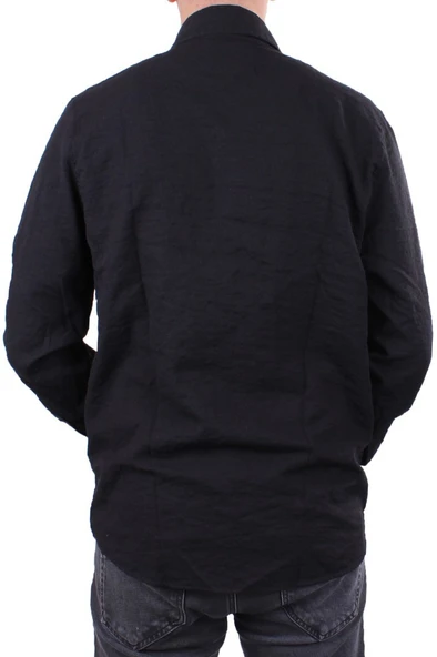 Dagoster DMG23-129627 Siyah  Günlük Normal Kalıp Uzun Kol Erkek Gömlek - 4