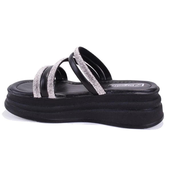 Dagoster DZA07-1241305 Siyah Taşlı Spor Kadın Terlik - 3