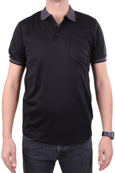 Twister 2304 Siyah Günlük Kısa Kol Normal Kesim Pamuklu Polo Yaka Erkek Tişört - 2