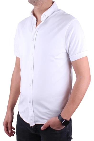Twister 1853 Beyaz Kısa Kol Günlük Pamuklu Erkek Gömlek - 3
