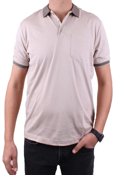 Twister 2304 Bej Günlük Kısa Kol Normal Kesim Pamuklu Polo Yaka Erkek Tişört - 2