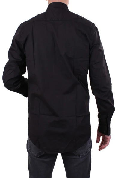 Dagoster DMG23-118783 Siyah Poplin Günlük Normal Kalıp Uzun Kol Erkek Gömlek - 4