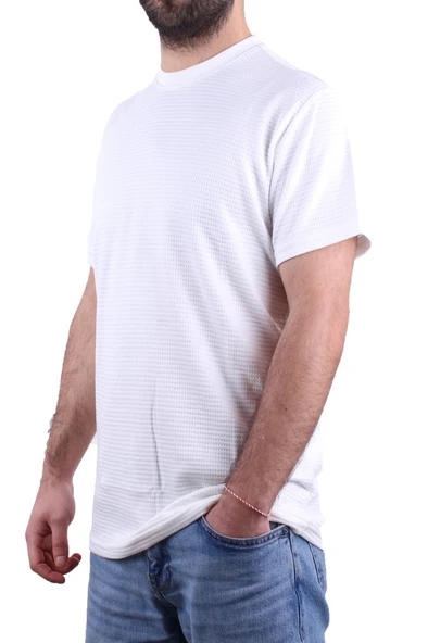 Dagoster DMG23-211520 Beyaz Günlük Bisiklet Yaka Erkek Tişört - 3