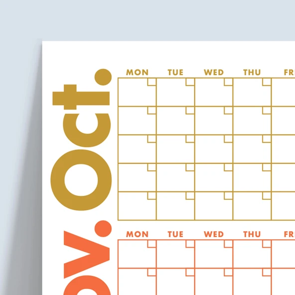 Tarihsiz Üç Aylık Duvar Takvimi, Zamansız Takvim, Dördüncü Çeyrek 90 Günlük Takvim, 90 Günlük Plan - 33x48cm - Resim 3