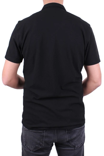 Dagoster DMG23-118381 Siyah Örme Apaj Yaka Dar Kalıp Kısa Kol Erkek Gömlek - 4