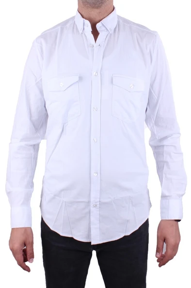 Dagoster DMG23-118783 Beyaz Poplin Günlük Normal Kalıp Uzun Kol Erkek Gömlek - 2