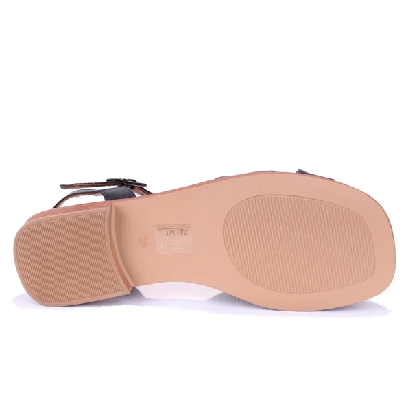 Dagoster DZA07-60216243 Siyah Günlük Ortopedik Deri Spor Kadın sandalet - 4