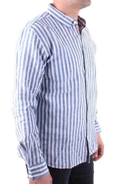 Twister 1905 Lacivert Çizgili Uzun Kol Günlük Pamuk Karışımlı Keten Erkek Gömlek