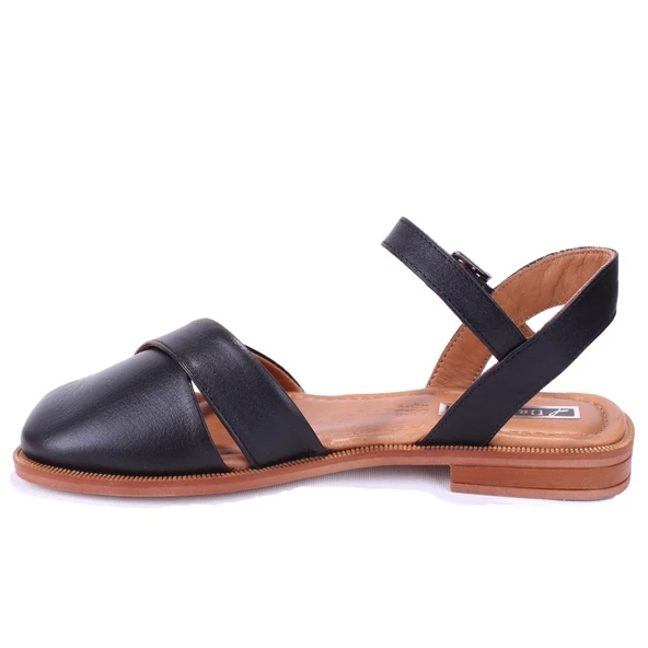 Dagoster DZA07-60216243 Siyah Günlük Ortopedik Deri Spor Kadın sandalet - 3