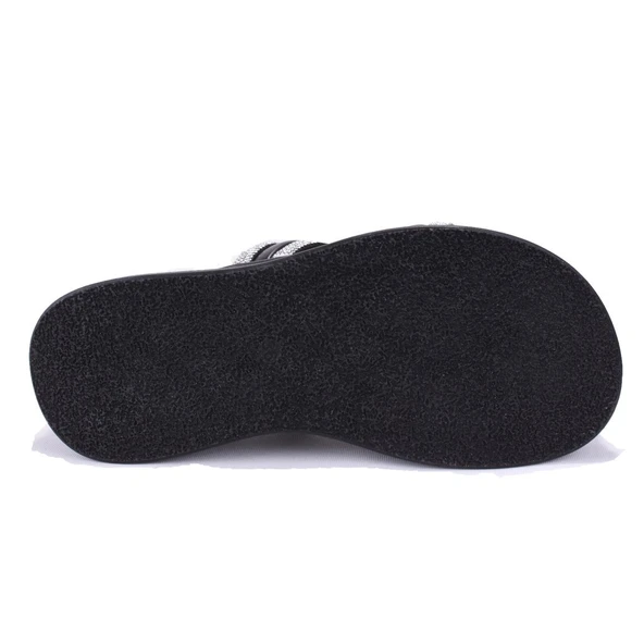 Dagoster DZA07-1241305 Siyah Taşlı Spor Kadın Terlik - 4