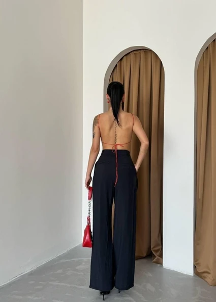 PİLE VE CEP KAPAK DEYALI SALAŞ PANTOLON - Siyah - Resim 3