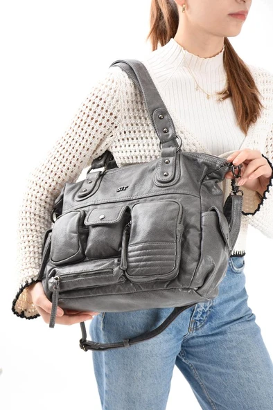 Y.S.Deri Kadın Omuz Çantası 2 Ana Bölme Çapraz Askılı Bayan Postacı Çantası 30*25 Cm Vegan Deri - 12