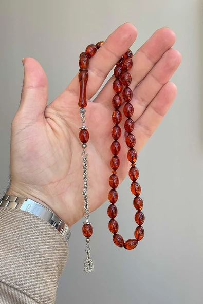 Arpa Taneli Çay Rengi Toz Kehribar Tesbih - 4