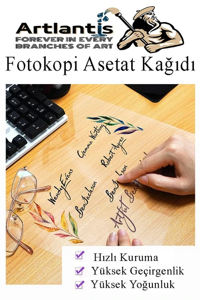 A3 Asetat Kağıdı 25 Adet Pvc ve Asetat Kalemi S Siyah Mavi Kırmızı 1 Paket Fotokopi Asetatı Şeffaf Transparan 100 Mikron - 8