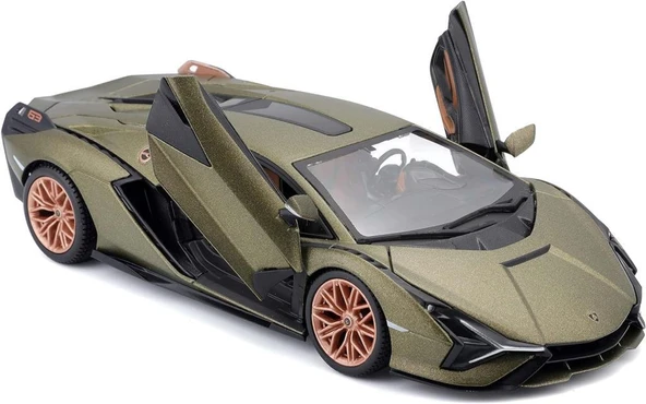 Bburago Lamborghini Sian FKP 37 1/24 Yeşil Model Araba - Resim 3