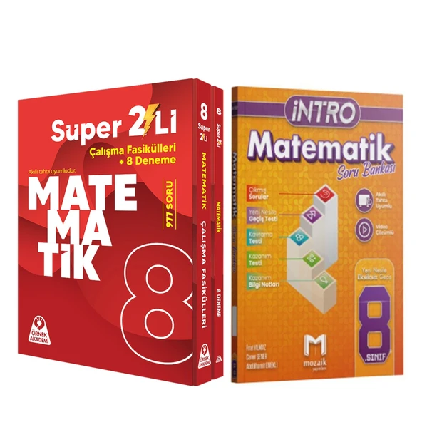 Örnek Akademi 8. Sınıf Süper İkili Matematik Seti ve Mozaik İntro Soru Bankası Seti 2 Kitap