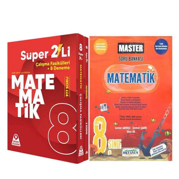 Örnek Akademi 8. Sınıf Süper İkili Matematik Seti ve Okyanus Master Soru Bankası Seti 2 Kitap