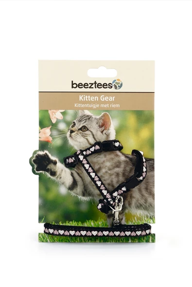 Beeztees Yavru Kedi Göğüs Tasması ve Gezdirme Kayışı 120cm, Siyah, 16-25cm Boyun, 23-36cm Göğüs - Resim 2