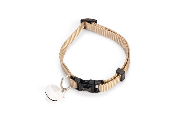 Beeztees Kedi Boyun Tasması, Zilli, Bej, 20-30cm