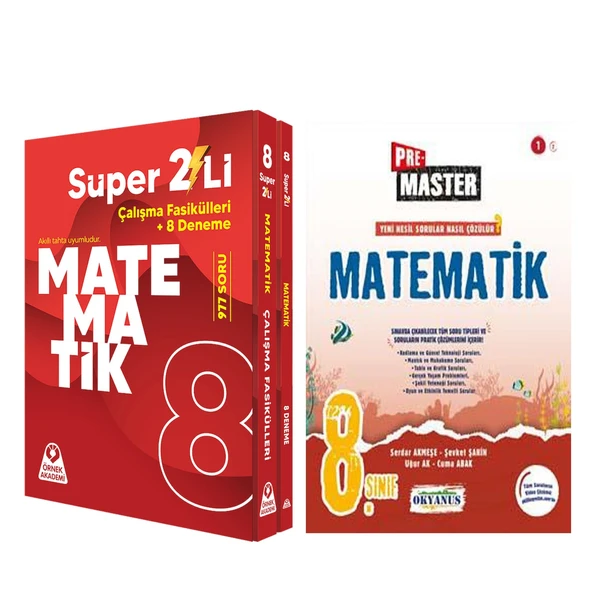 Örnek Akademi 8. Sınıf Süper İkili Matematik Seti ve Okyanus Pre Master Soru Bankası Seti 2 Kitap