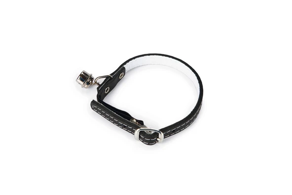 Beeztees Kedi Boyun Tasması, Deri, Zilli, Siyah, 24-29cm