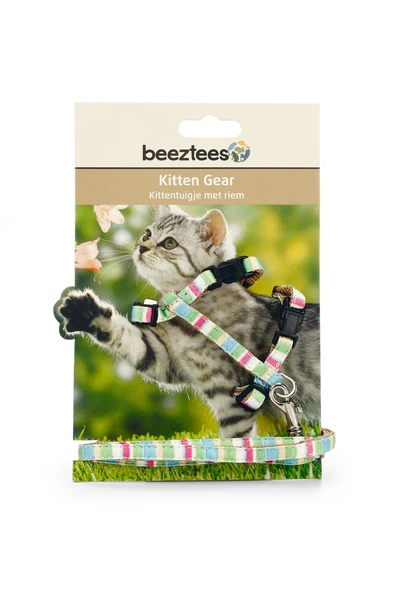 Beeztees Yavru Kedi Göğüs Tasması ve Gezdirme Kayışı, 120cm, Yeşil, 15-33cm - Resim 2